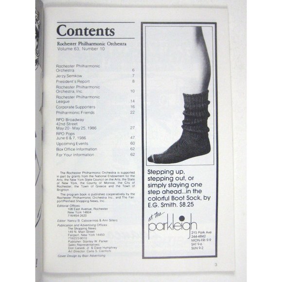 Program 1986 Rochester Philharmonic Orchestra Marshal Wydner Ticket RPO NY - Picture 3 of 10